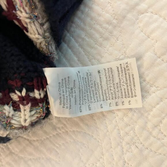 Girls' crewneck Fair Isle wool blend sweater navy & pink 4-5 yrs - Picture 3 of 4